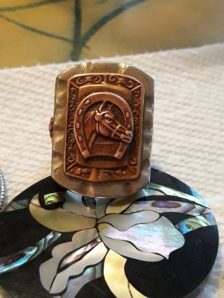 Vintage Mexican Bikers ring 1940s to 1950s Horseshoe Horse.  Rare. 7