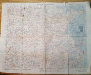 Us Wwii Army Air Forces Aaf Pilots Silk Cloth Map Northeast & Southeast China