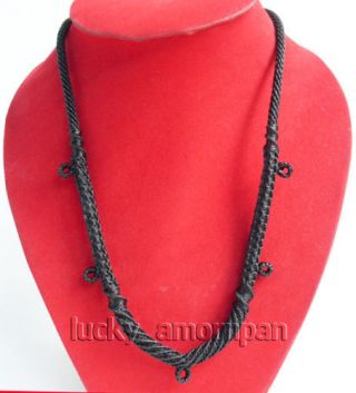 28 " Necklace Rope Wax Thai Amulet Black Handmade Pendant 5 Hook No.  31
