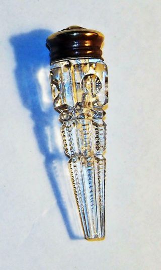 Cut Glass Mini Perfume Bottle Crystal Deep Cut Designs Antique
