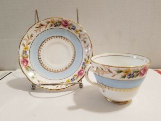 Balfour Royal Crown Pottery Best Bone China England Tea Cup & Saucer Blue