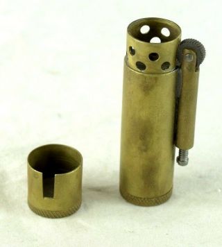 Vintage Pocket Trench Style Cigarette Lighter Heavy Solid Brass Wwii Era