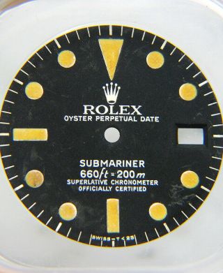 Rare Vintage Rolex Submariner 1680 Matte Black Pumpkin Watch Dial 1970 