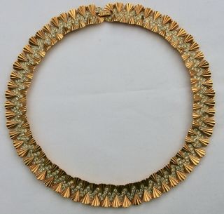 Vintage Boucher Goldtone Rhinestone Swirl Necklace