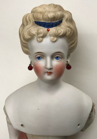 24” Antique Blonde LARGE GERMAN PARIAN DOLL Corset Waist Pierced Ears - Needs TLC 12