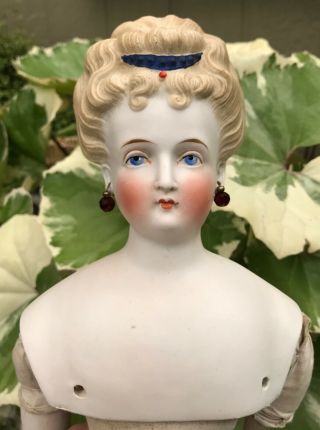 24” Antique Blonde LARGE GERMAN PARIAN DOLL Corset Waist Pierced Ears - Needs TLC 2