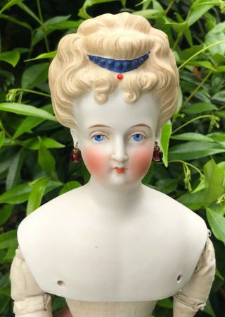 24” Antique Blonde LARGE GERMAN PARIAN DOLL Corset Waist Pierced Ears - Needs TLC 6