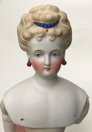 24” Antique Blonde LARGE GERMAN PARIAN DOLL Corset Waist Pierced Ears - Needs TLC 8