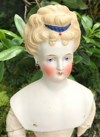 24” Antique Blonde LARGE GERMAN PARIAN DOLL Corset Waist Pierced Ears - Needs TLC 9