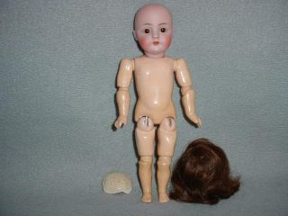 Antique Kestner 143 Cabinet Size Bisque Head Doll w/Wardrobe 3