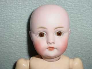 Antique Kestner 143 Cabinet Size Bisque Head Doll w/Wardrobe 4