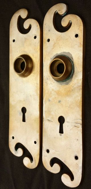Antique Vintage Victorian SOLID Bronze Interior Door Lockset Knob Plate Lock 5