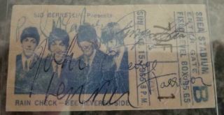 1965 The Beatles Signed Concert Ticket Stub - Rare Shea Stadium Show Paul & John