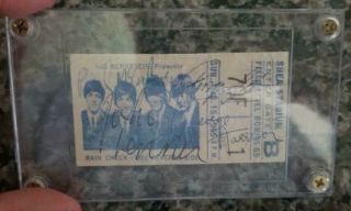1965 The Beatles SIGNED Concert Ticket Stub - RARE Shea Stadium show PAUL & JOHN 2