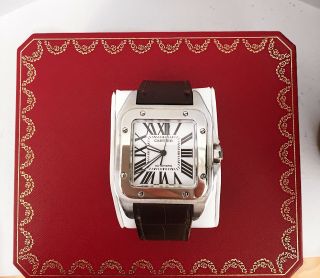 Cartier Santos 100 Large Steel Watch W20073x8 Rare 100th Anniversary Edition