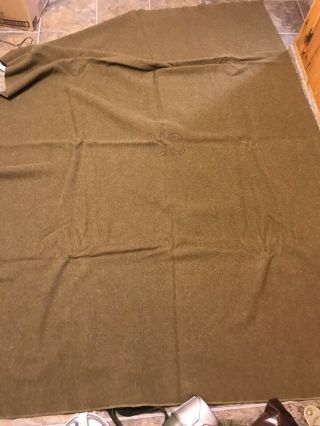 Military Blanket Vintage WW2 US Wartime Army Brown Green Wool With Tag 1945 4
