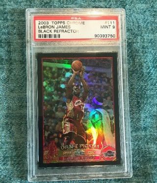 2003 Lebron James Topps Chrome Black Refractor Rookie Rc 111 Psa 9 Rare