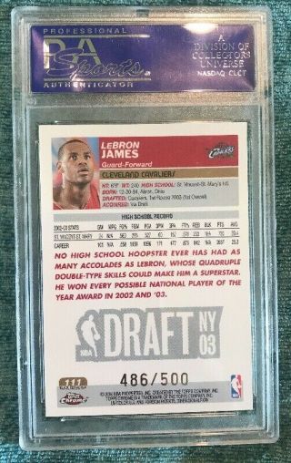 2003 LeBron James Topps Chrome Black Refractor Rookie RC 111 PSA 9 Rare 4