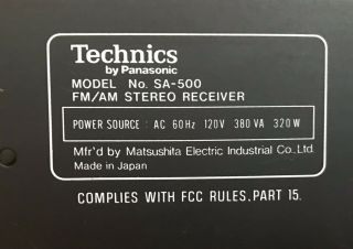 TECHNICS SA 500 Stereo Receiver Vintage 5