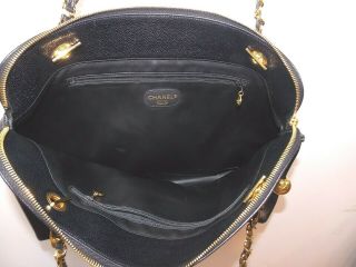 Chanel Rare Vintage Black Pebbled Caviar Leather Tote EUC 2