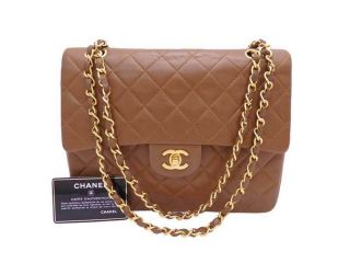 Auth Chanel Vintage Classic Matelasse Shoulder Bag Brown Leather/gold - E40948