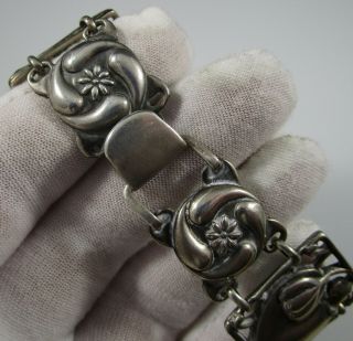 Bracelet McClelland Barclay Sterling Silver Vintage Hearts & Flowers 36.  9 Grams 7