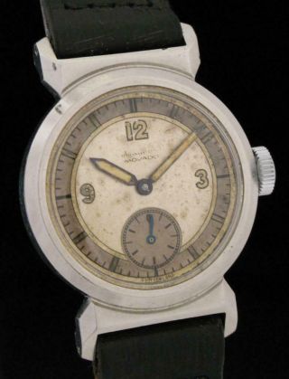 Awesome Movado Chronometer Acvatic F Borgel Case Deco Sector Dial Vintage Watch