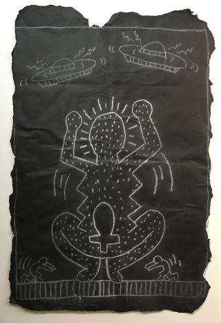 RARE Keith Haring Chalk Drawing; NYC SUBWAY; Large Drawing 3
