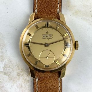 Vintage Zenith Port Royal Chronometre Wristwatch 18kt Gold Very Rare Nr