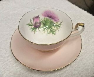 Vintage English Bone China Pink Floral Tea Cup And Saucer Made By Shelley