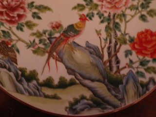 FAB VINTAGE CHINESE PORCELAIN BIRD & PEONY FLOWERS DESIGN PLATE 23 CMS DIAMETER 4