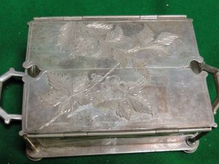 BUTTER DISH DATED 1880,  SCOTTISH ANTIQUE,  GLASS & SILVER PLATE,  MARKED 4