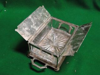 BUTTER DISH DATED 1880,  SCOTTISH ANTIQUE,  GLASS & SILVER PLATE,  MARKED 6