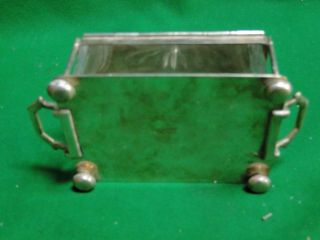 BUTTER DISH DATED 1880,  SCOTTISH ANTIQUE,  GLASS & SILVER PLATE,  MARKED 8