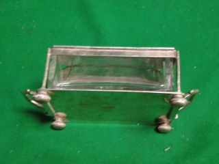 BUTTER DISH DATED 1880,  SCOTTISH ANTIQUE,  GLASS & SILVER PLATE,  MARKED 9