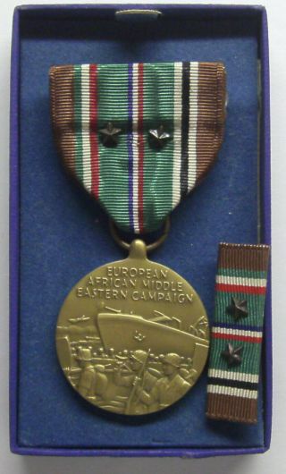 Ww Ii U.  S.  Eame European Campaign Medal Set 2 Battle Stars