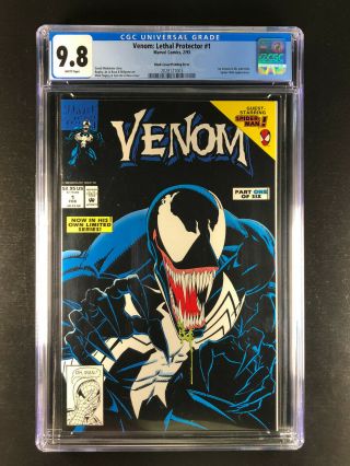 Venom Lethal Protector 1 Cgc 9.  8 Black Error Variant Marvel Rare Htf Jr