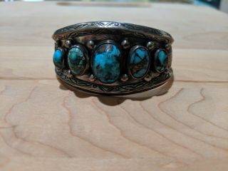Vintage Turquoise Row Cuff Bracelet