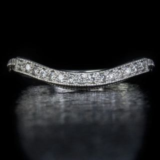 Vintage Diamond Wedding Band Curved Matching Set Ring 14k White Gold Art Deco