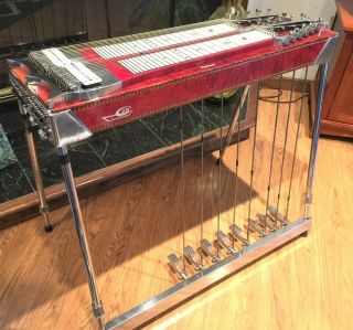 1966 Zb D - 11 Vintage " Pedalmaster " Pedal Steel Guitar Red Burn Lacquer
