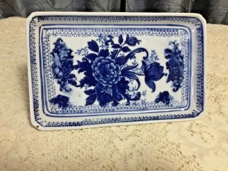 Vintage Gorgeous Blue & White Floral Ceramic Tray