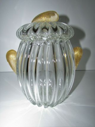 Vintage Murano Art Glass Lidded Jar Vase Barbini,  Barovier Toso? 521