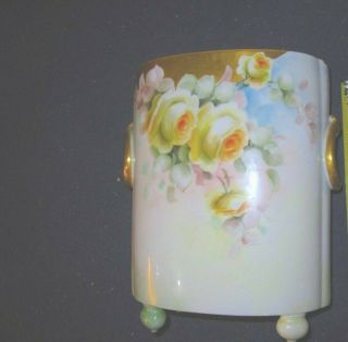 Limoges Vase Jardiniere Exquisite Rare Antique 2 - Ring Gold Handles Footed