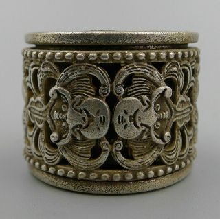 Fingerstall Thumb Ring Finger Chinese Natural Antique Silver Hand Carved Crafts