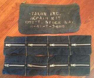 Vintage 1930 - 40’s Talon Zipper Inc Government Stock Denim Bag Repair Kit 2