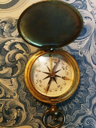 Old Vintage Antique Wwii Us Military Brass Pocket Compass Look