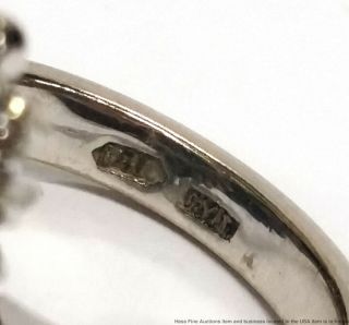 Vintage 14K White Gold Natural Verigated Jade 1.  75ctw Fine Diamond Ring 8