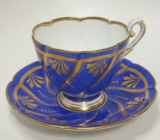 Royal Stafford Blue And Gold Tea Cup And Saucer Made In England Bone China