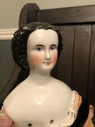 Rare 20” Early German China Doll With Fancy Unusual Hairstyle With Rosettes