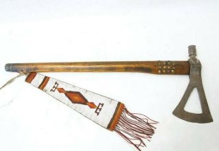 Extremely Rare Authentic Beaded Drop Plains Indian Trade Pipe Tomahawk 1800,  S